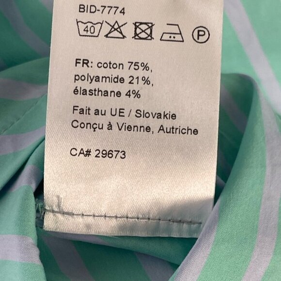 Art Point Lagenlook boxy asymmetrical green purple striped boat neck top Medium - Picture 6 of 9